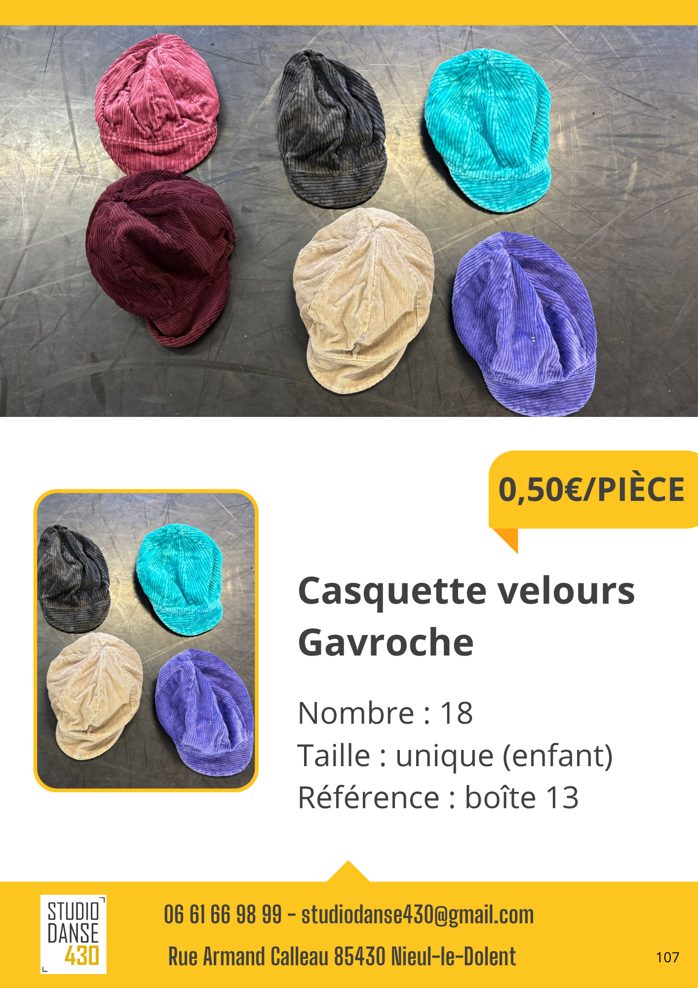 Casquette velours Gavroche