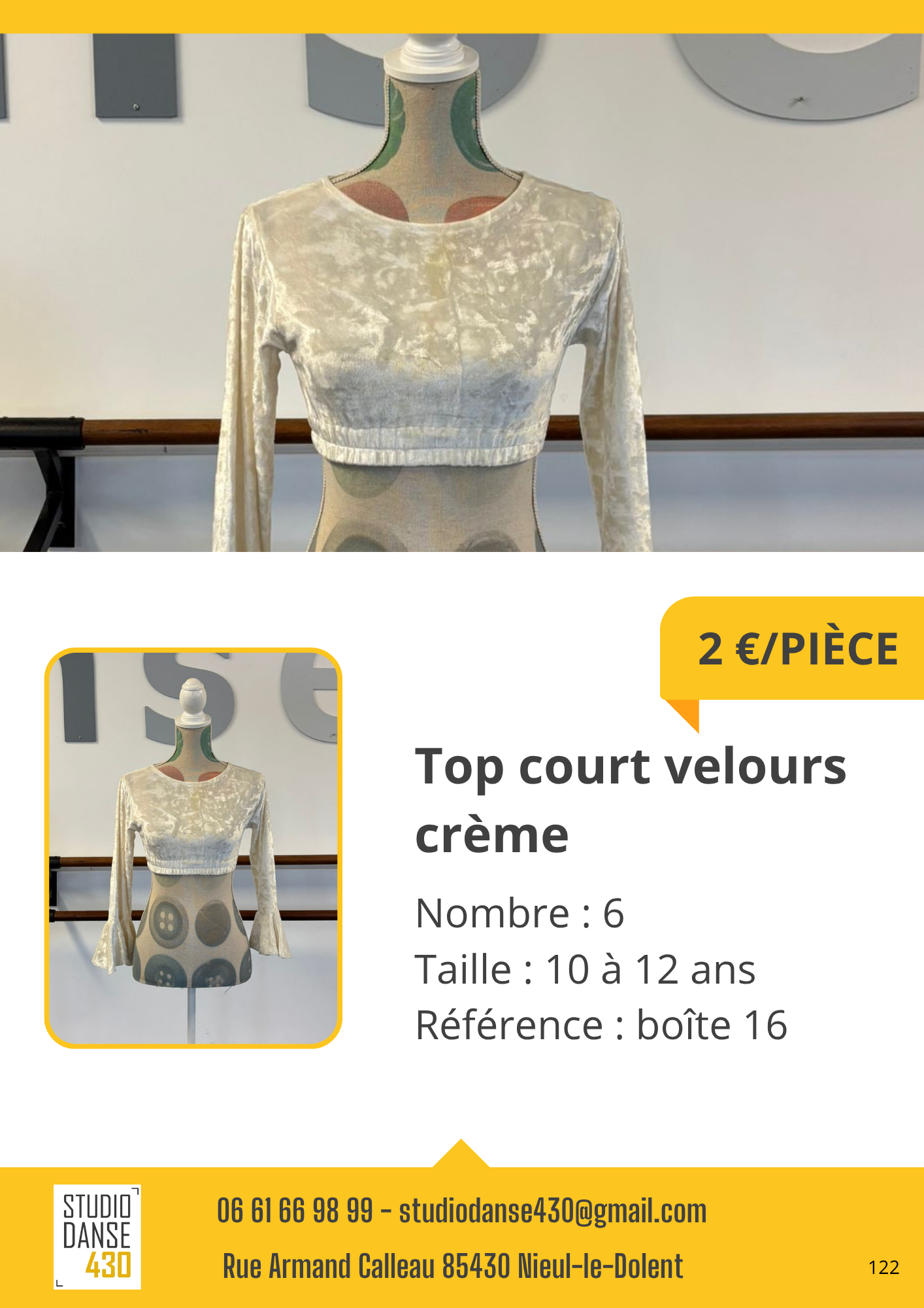 Top court velours crème