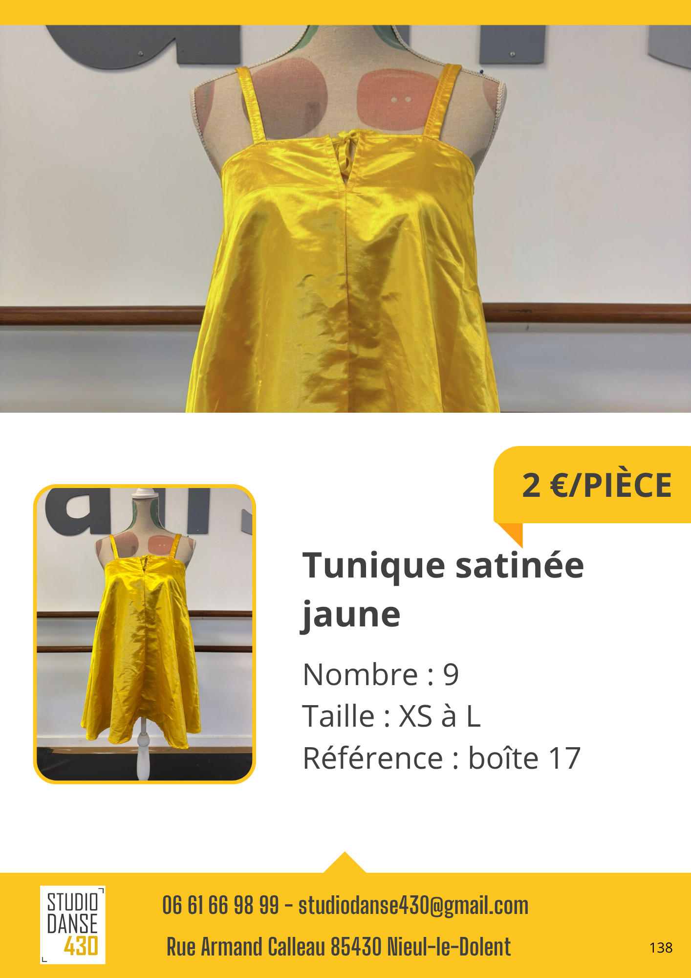 Tunique satinée jaune