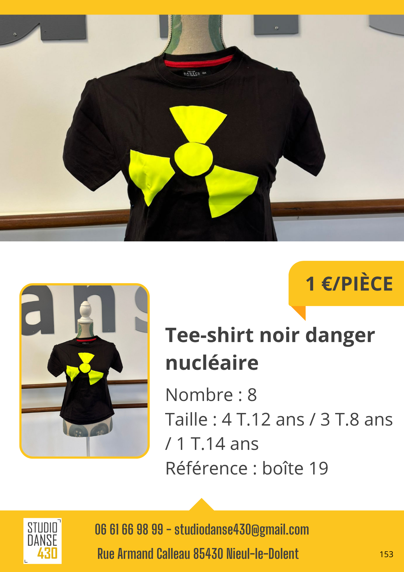 PAgis" €/PIÈCE Tee-shirt noir danger nucléaire