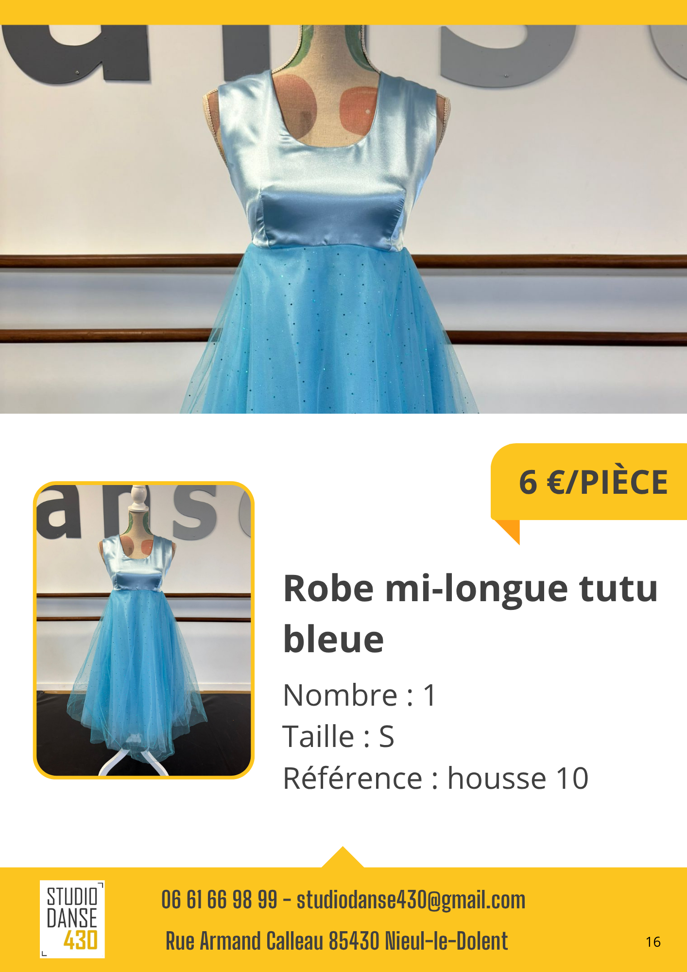Robe mi-longue tutu bleue