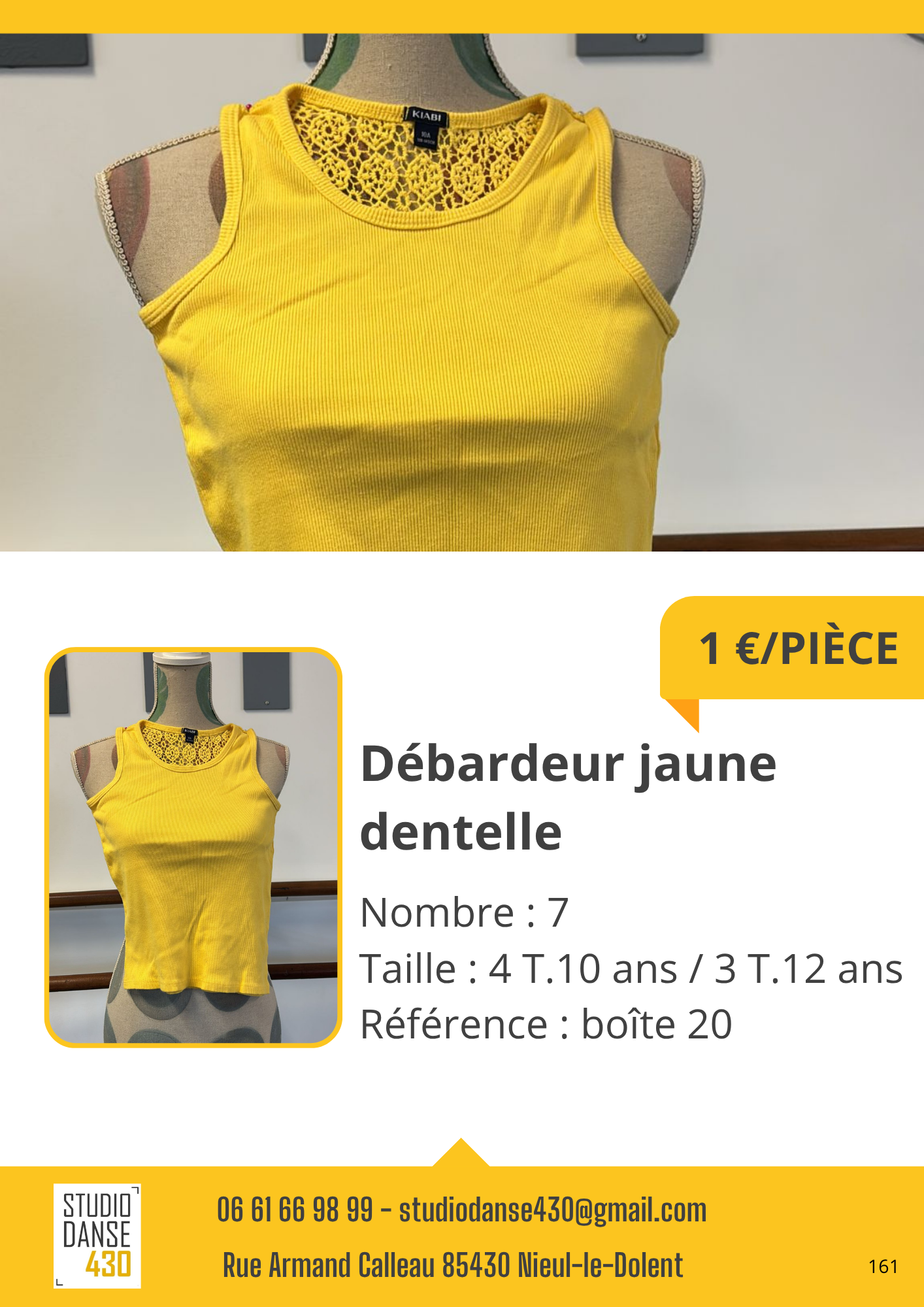 PIÈCE Débardeur jaune dentelle