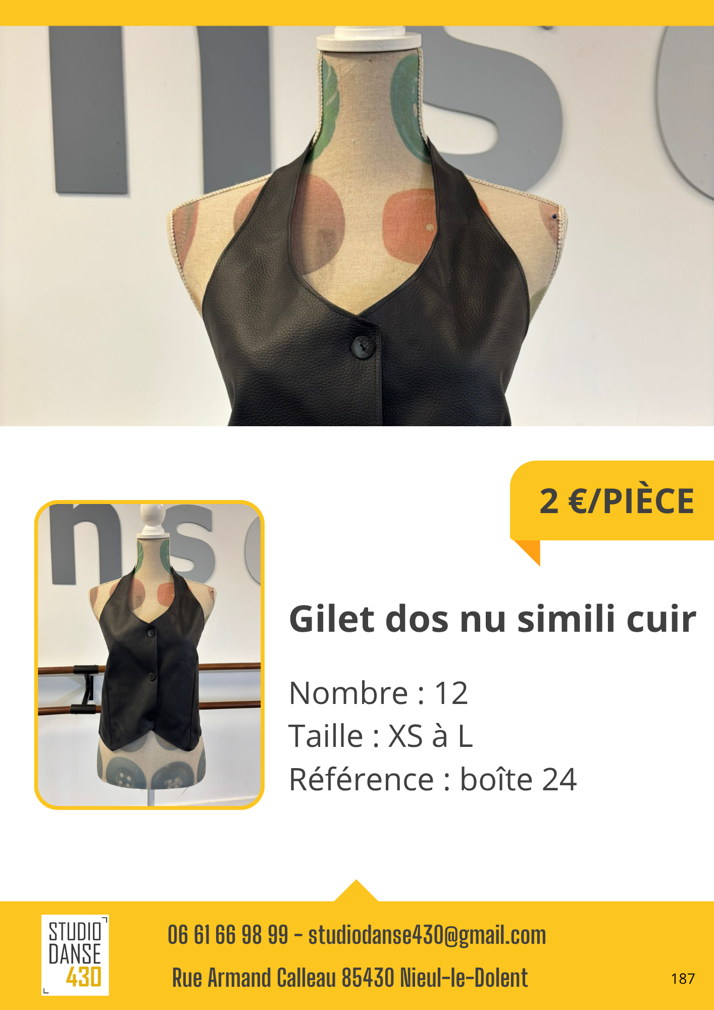 Gilet dos nu simili cuir