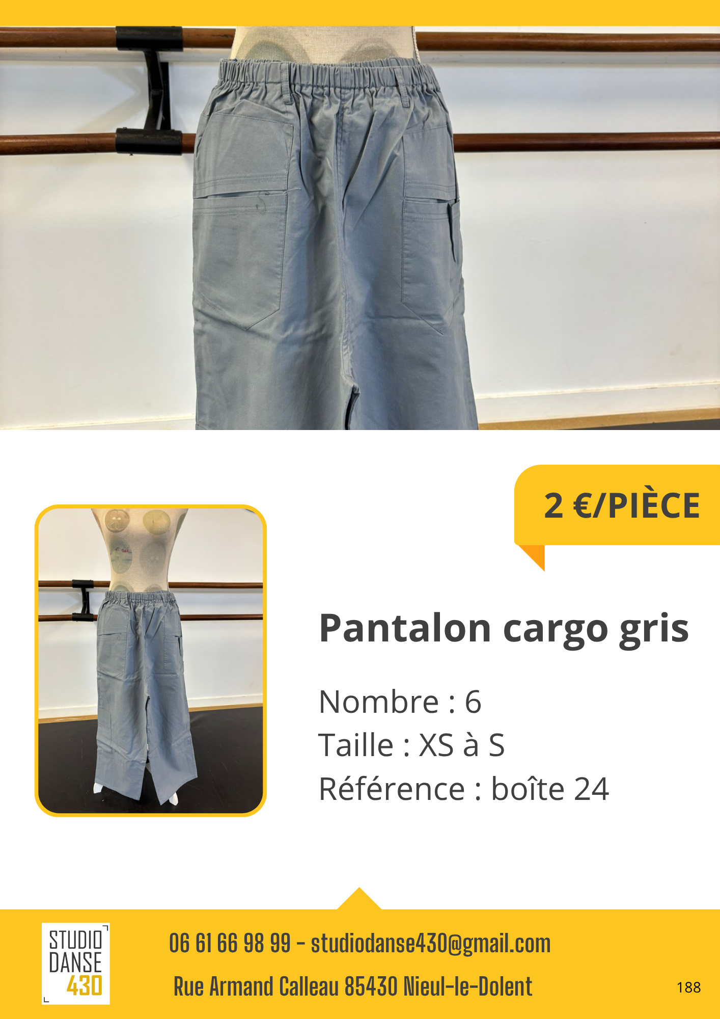 Pantalon cargo gris