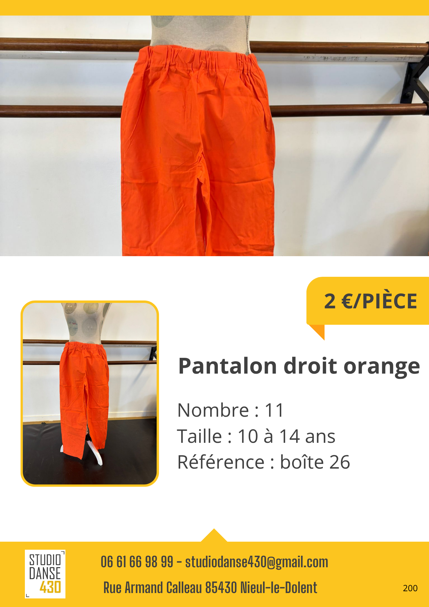 Pantalon droit orange