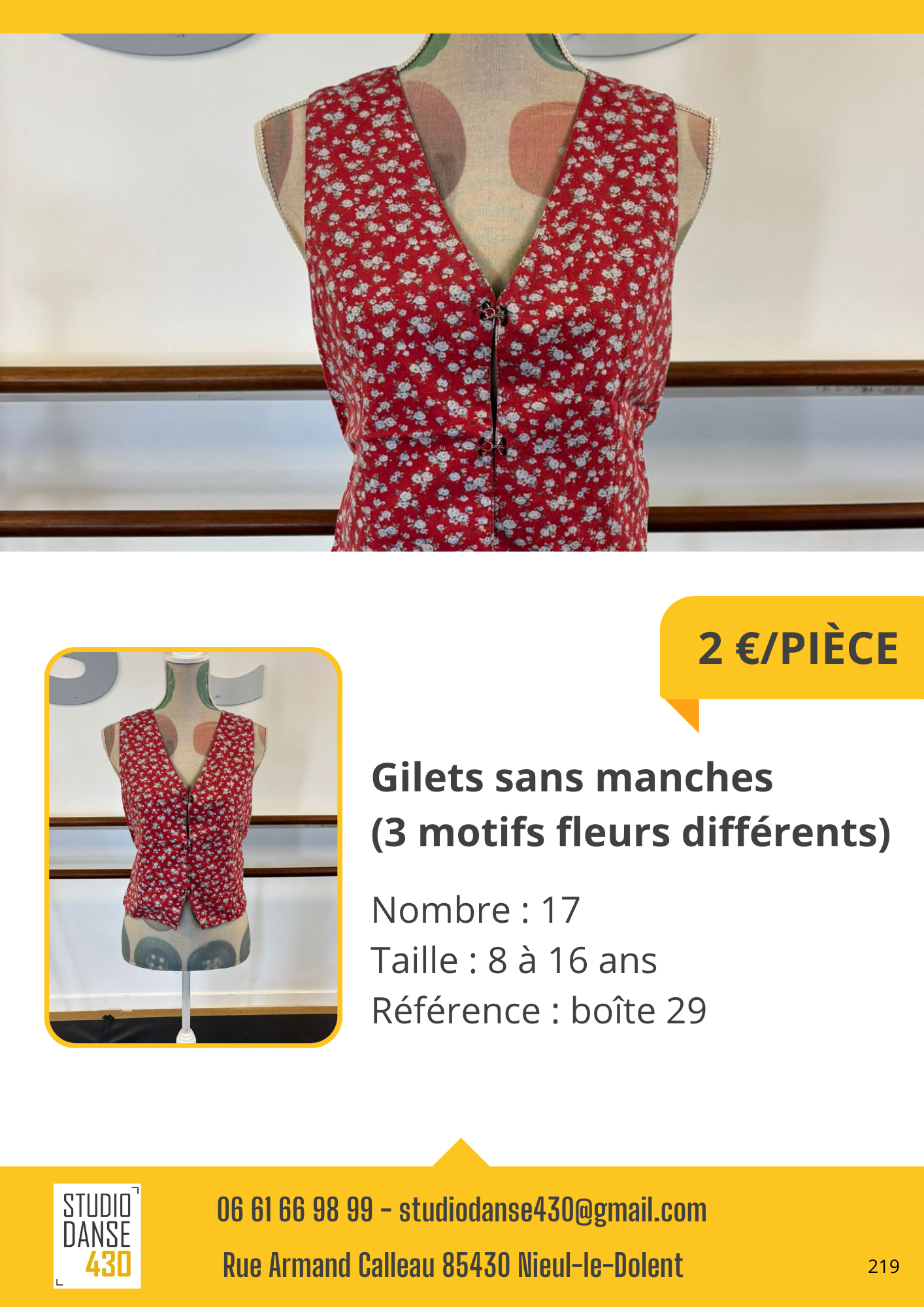 Gilets sans manches (3 motifs fleurs différents)