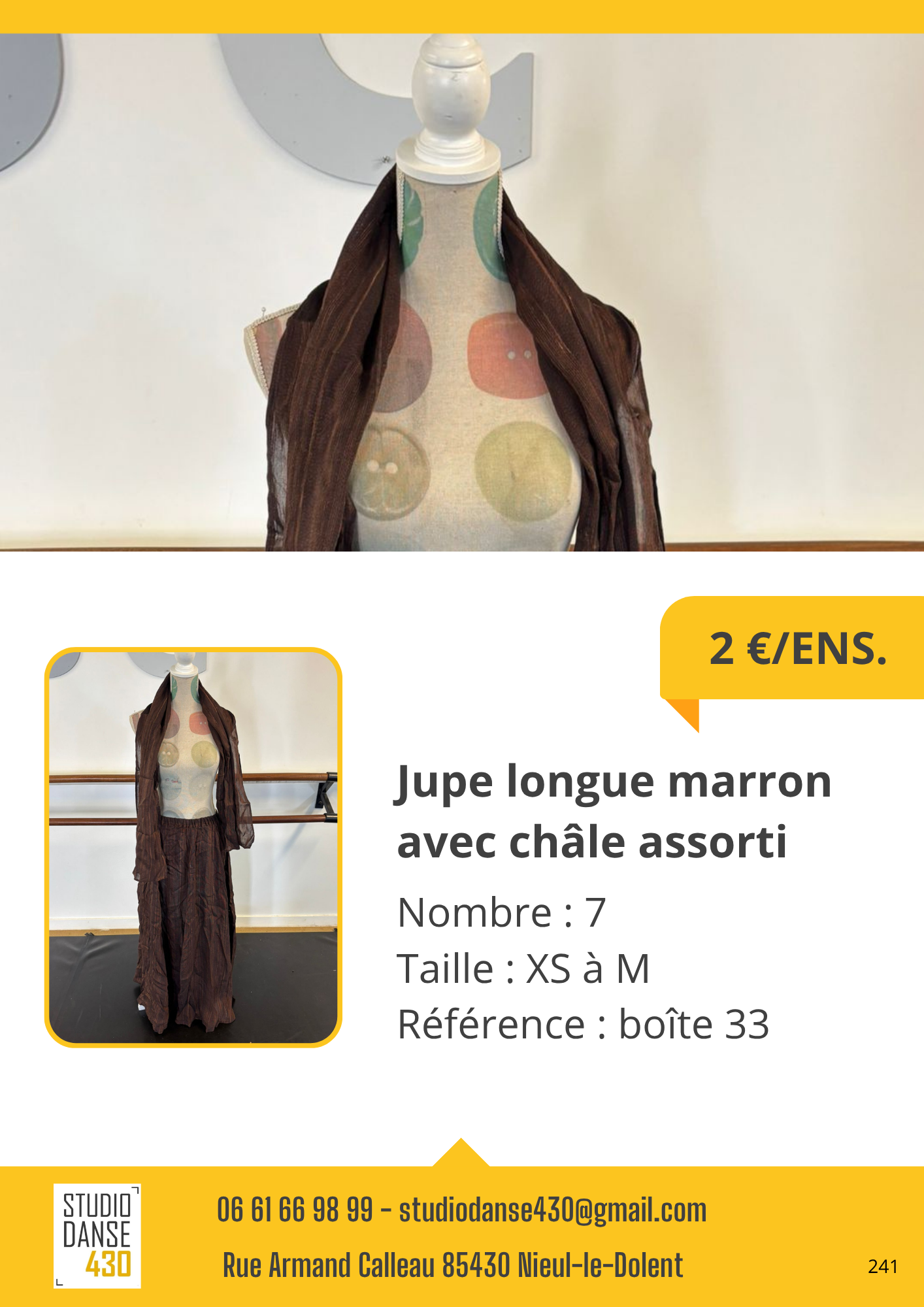 Jupe longue marron avec châle assorti