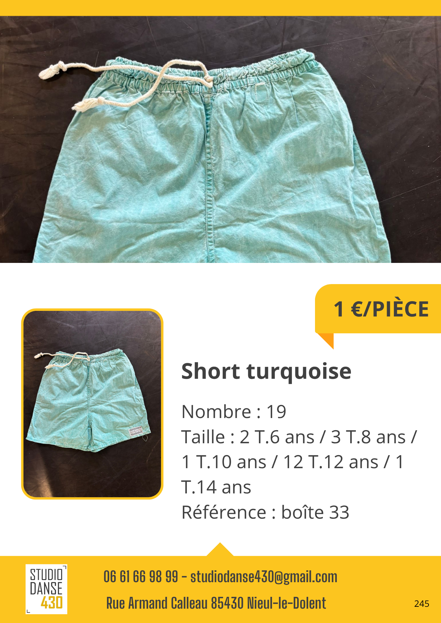 PIÈCE Short turquoise