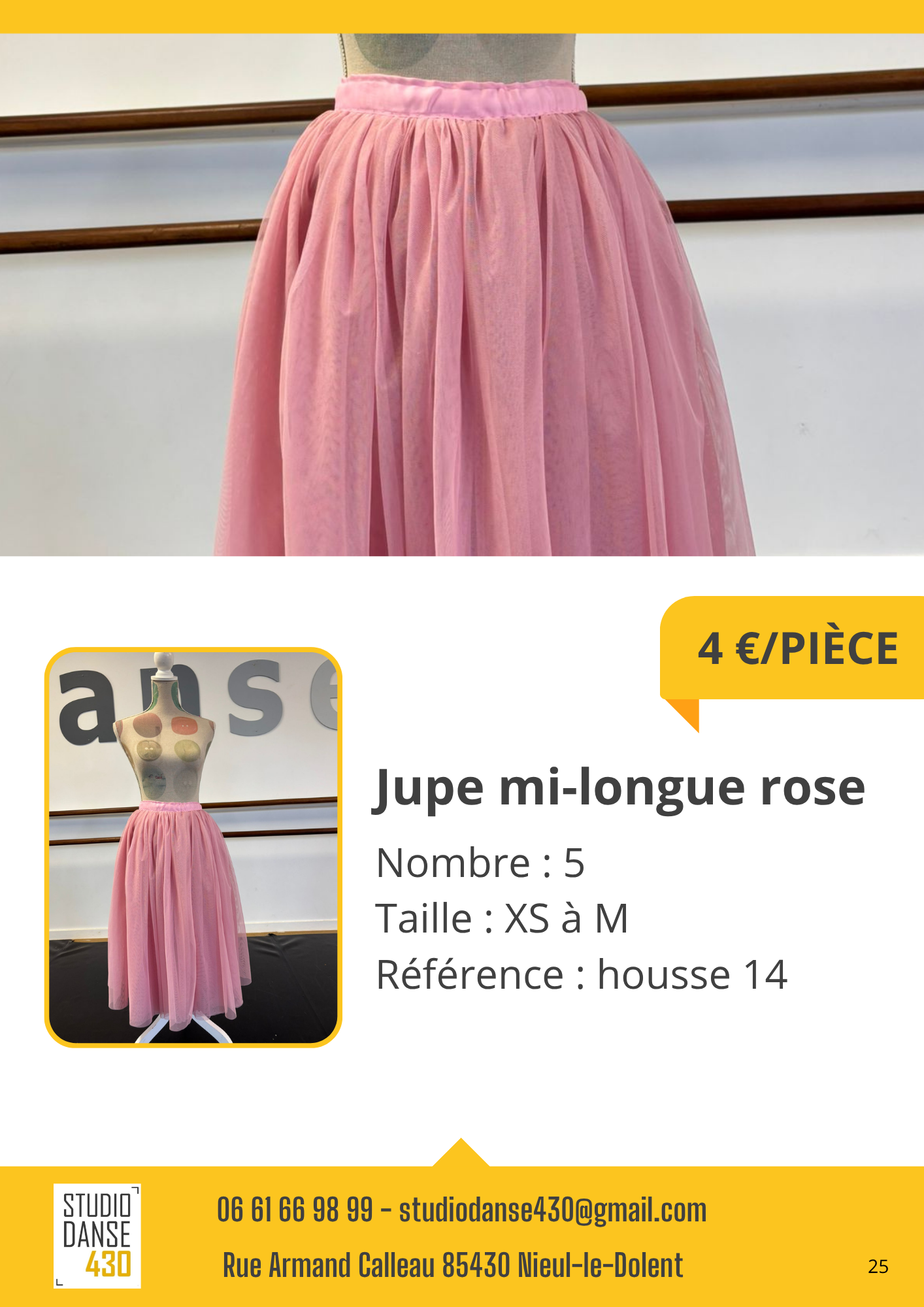 PIÈCE Jupe mi-longue rose