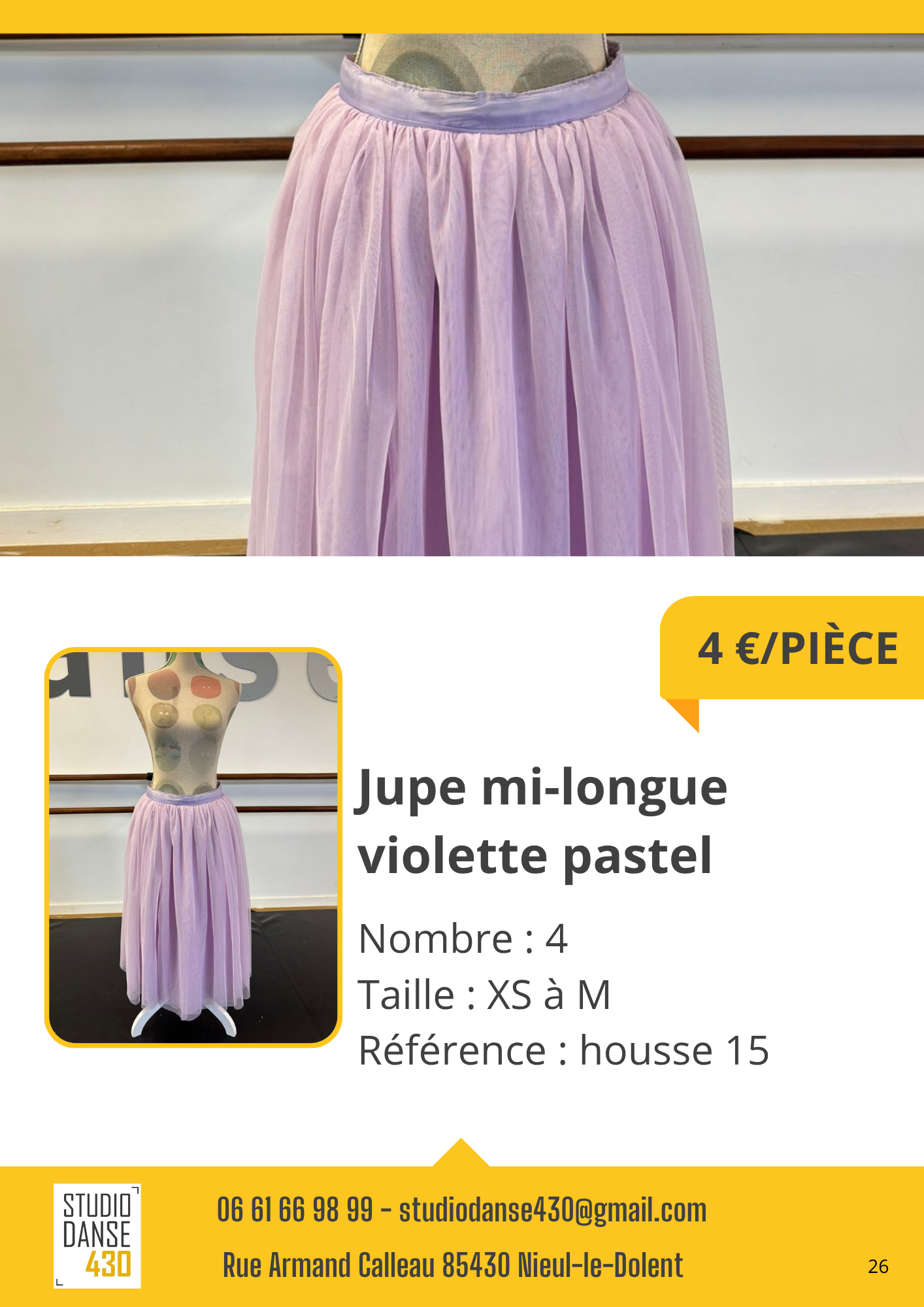PIÈCE Jupe mi-longue violette pastel