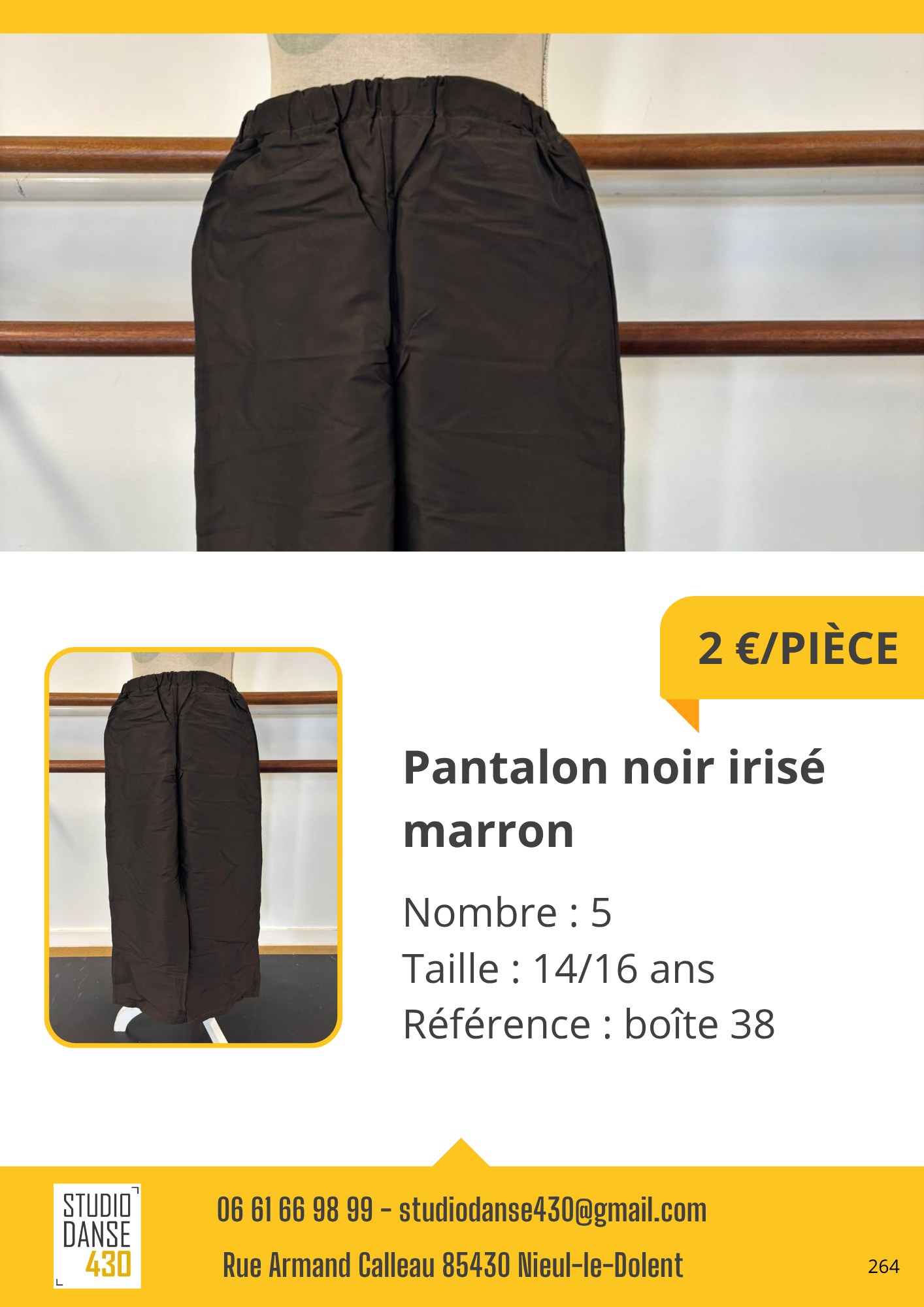 Pantalon noir irisé marron
