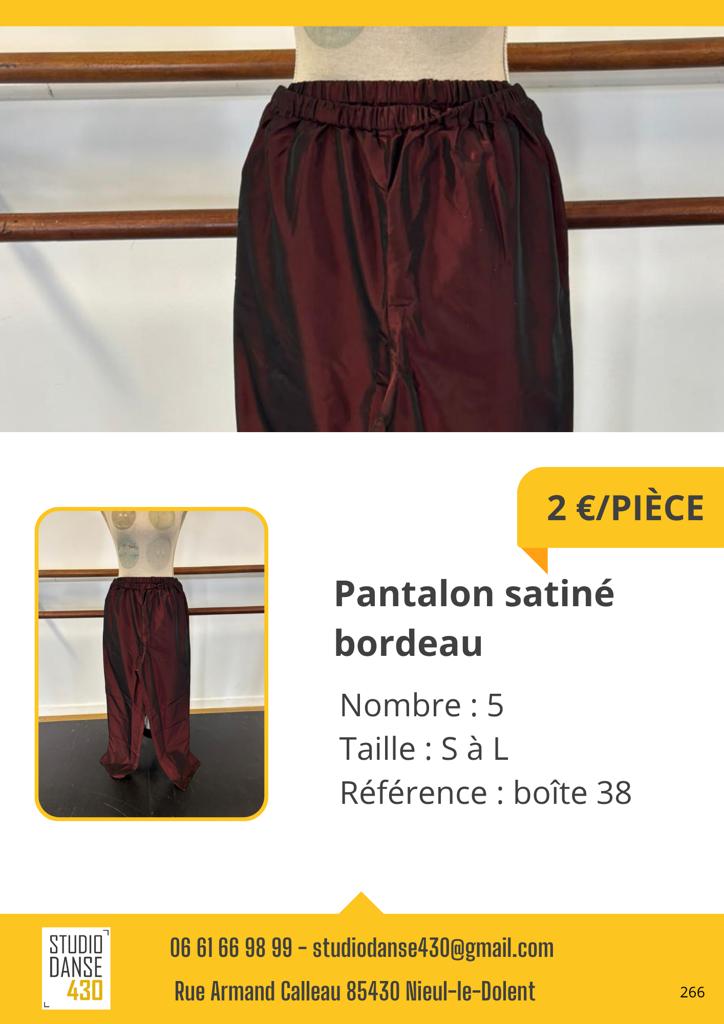 Pantalon satiné bordeau