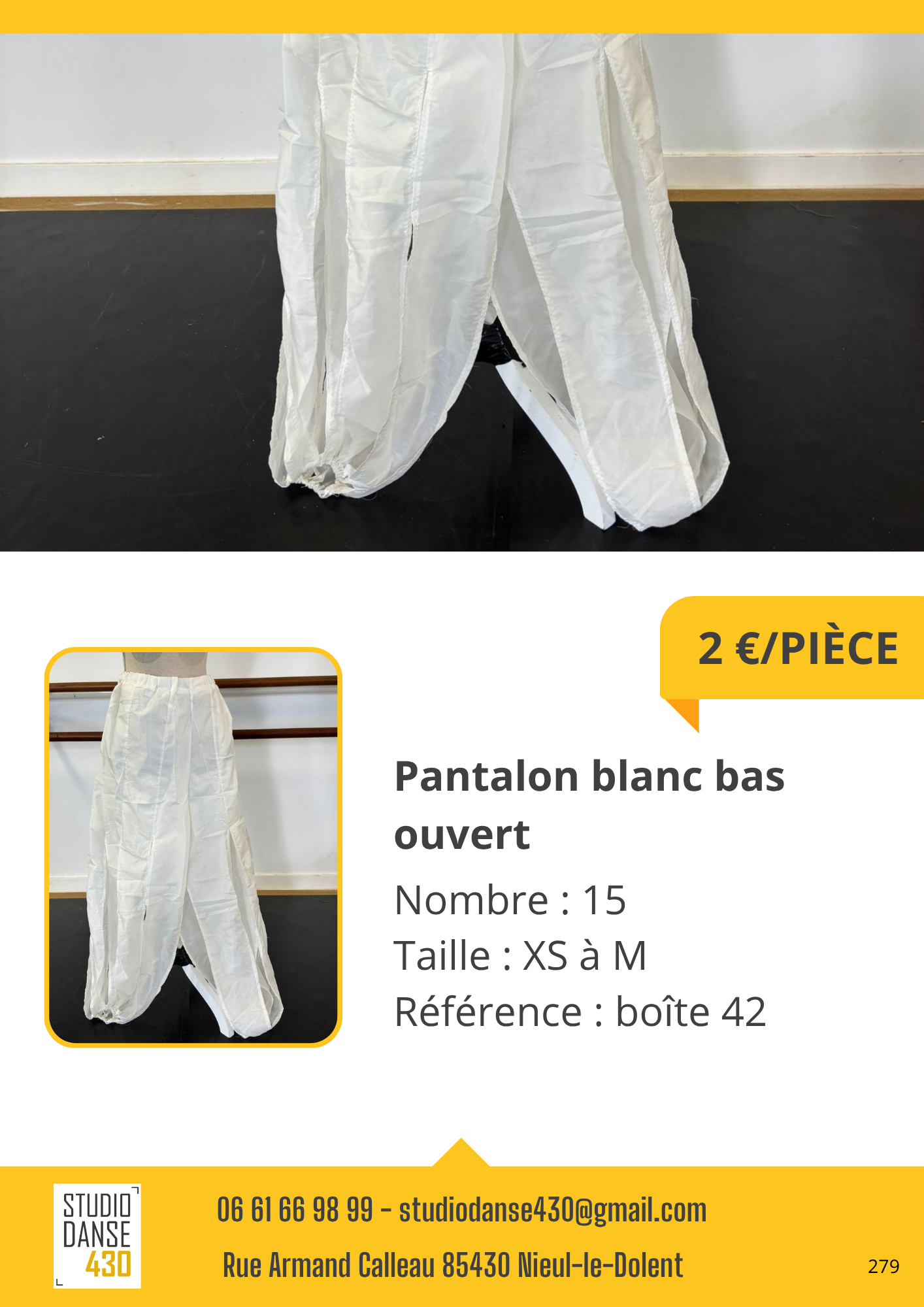 Pantalon blanc bas ouvert