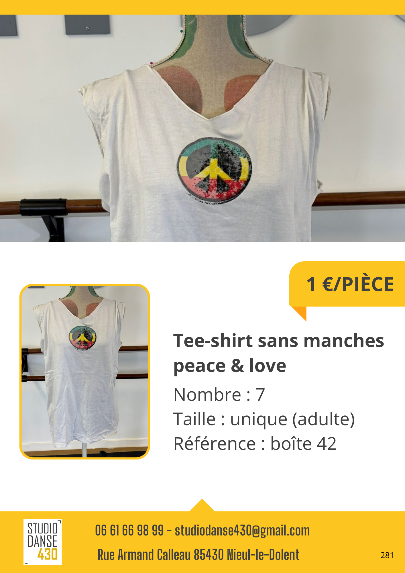 PIÈCE Tee-shirt sans manches peace & love