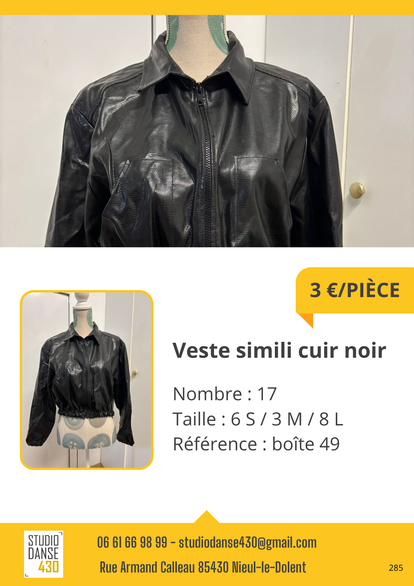 Veste simili cuir noir