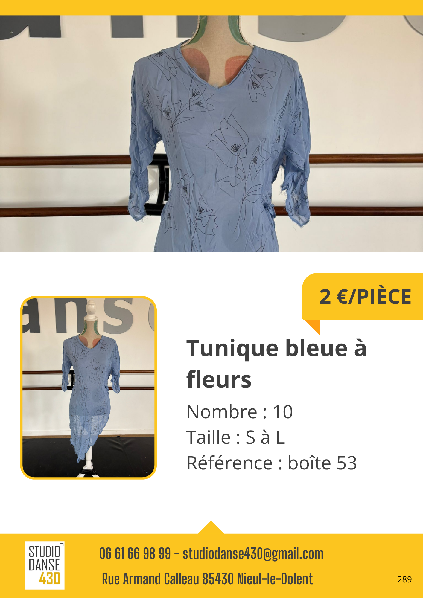 Tunique bleue à fleurs