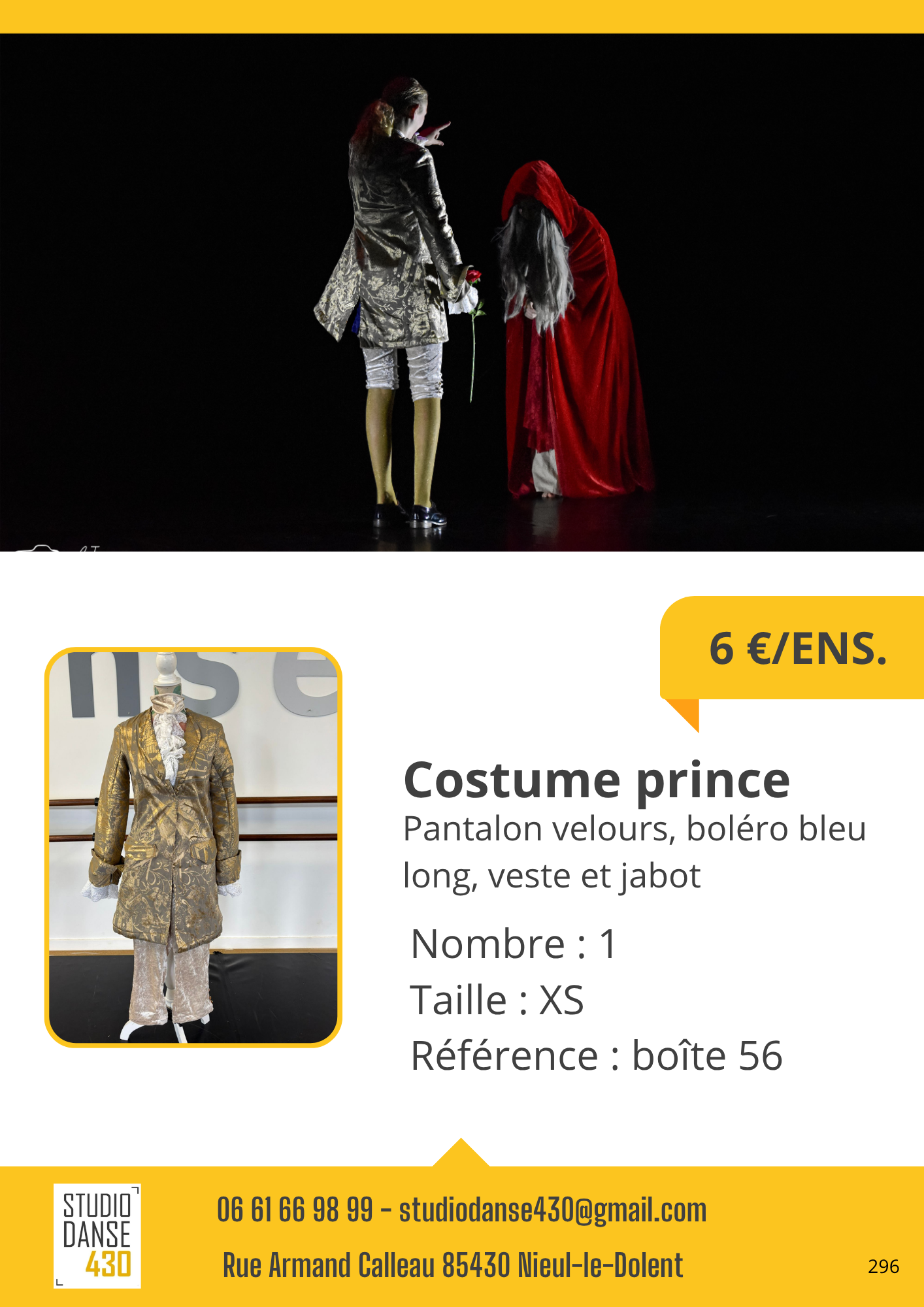 Costume prince Pantalon velours, boléro bleu veste et jabot