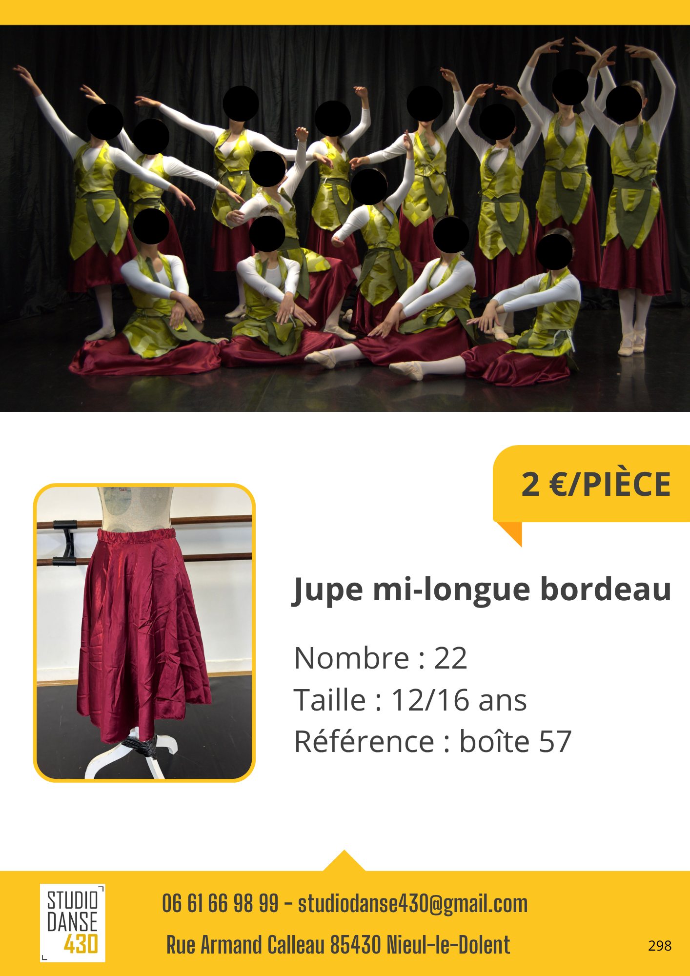 Jupe mi-longue bordeau