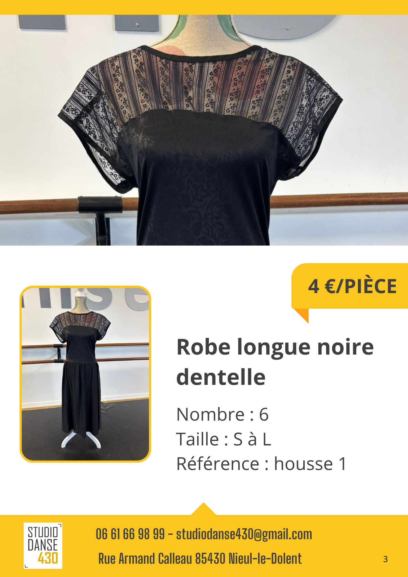 PIÈCE Robe longue noire dentelle
