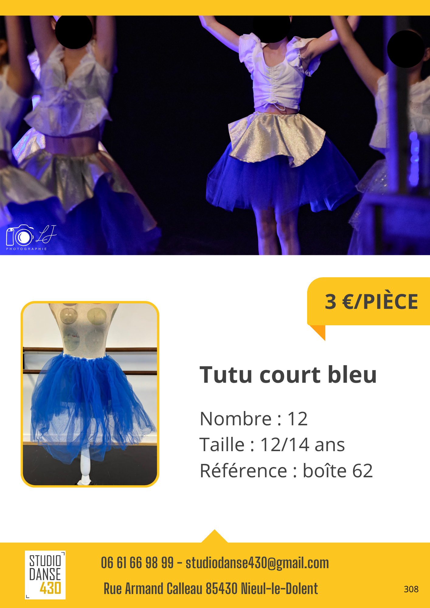 Tutu court bleu