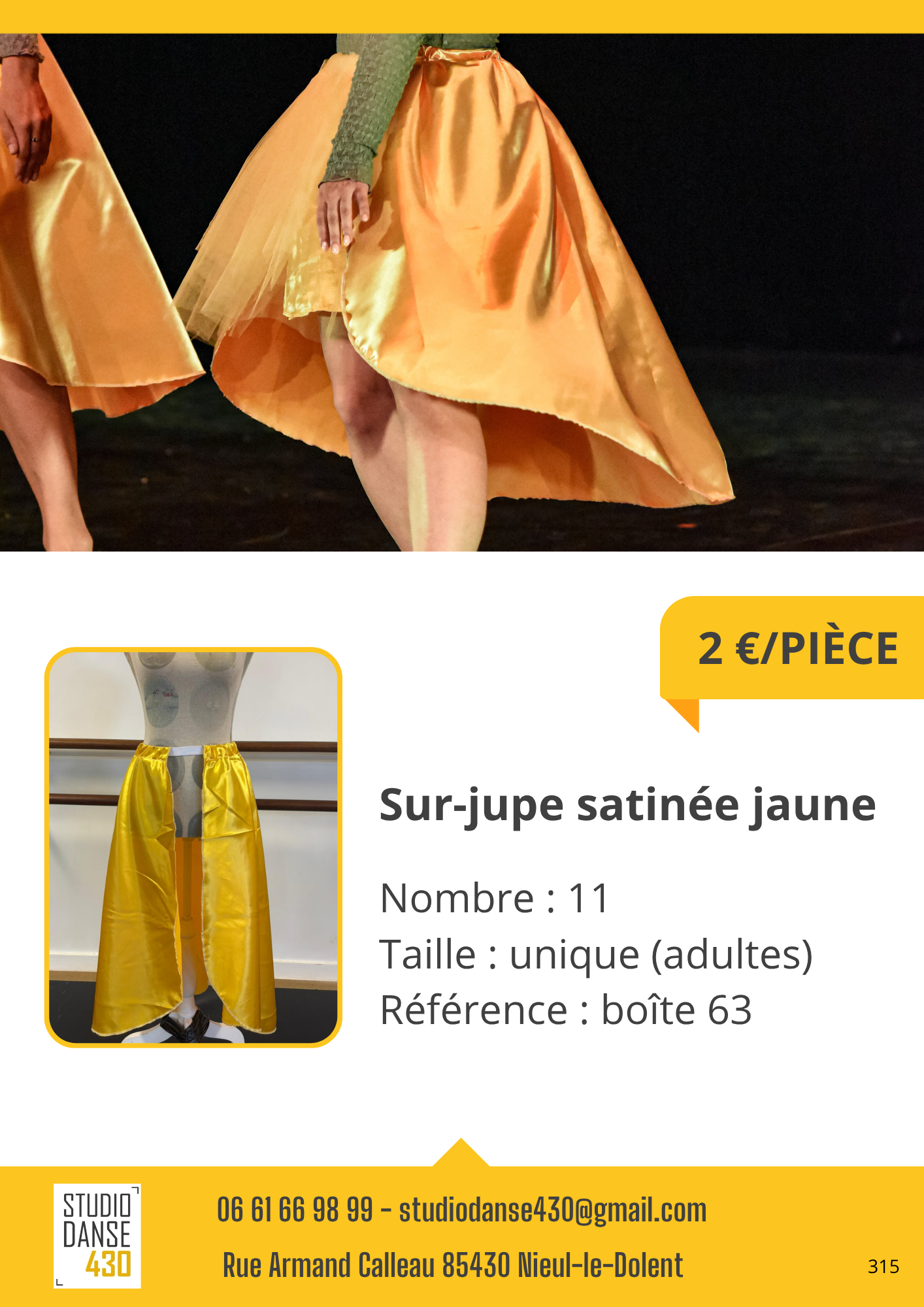 Sur-jupe satinée jaune