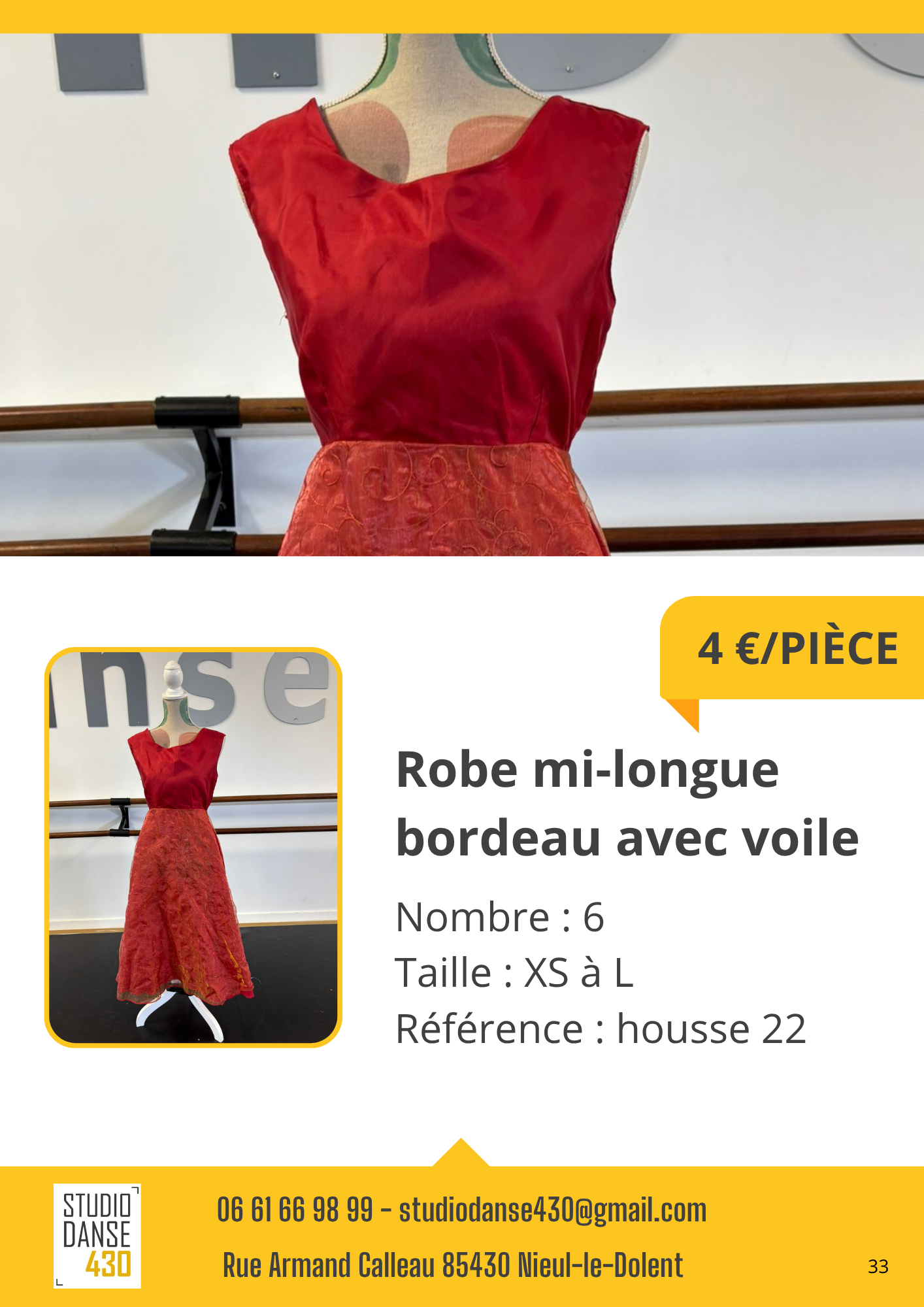 PIÈCE nse Robe mi-longue bordeau avec voile