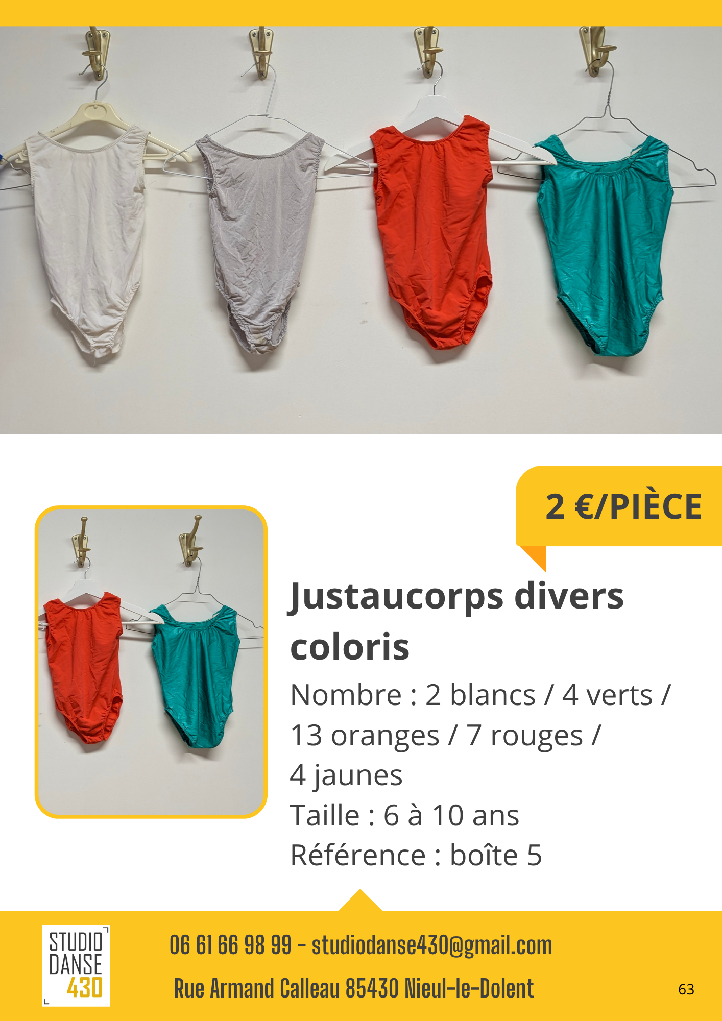 Justaucorps divers coloris