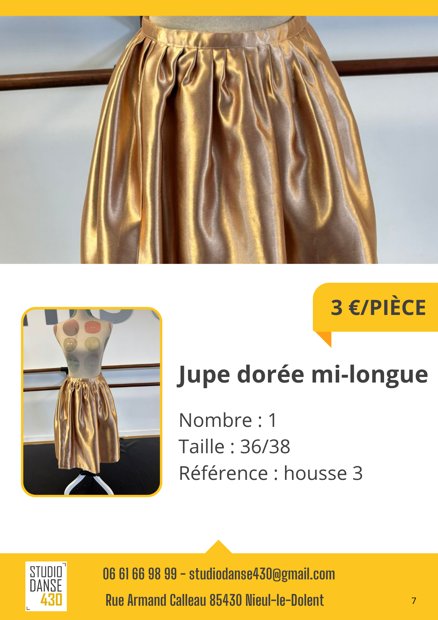Jupe dorée mi-longue