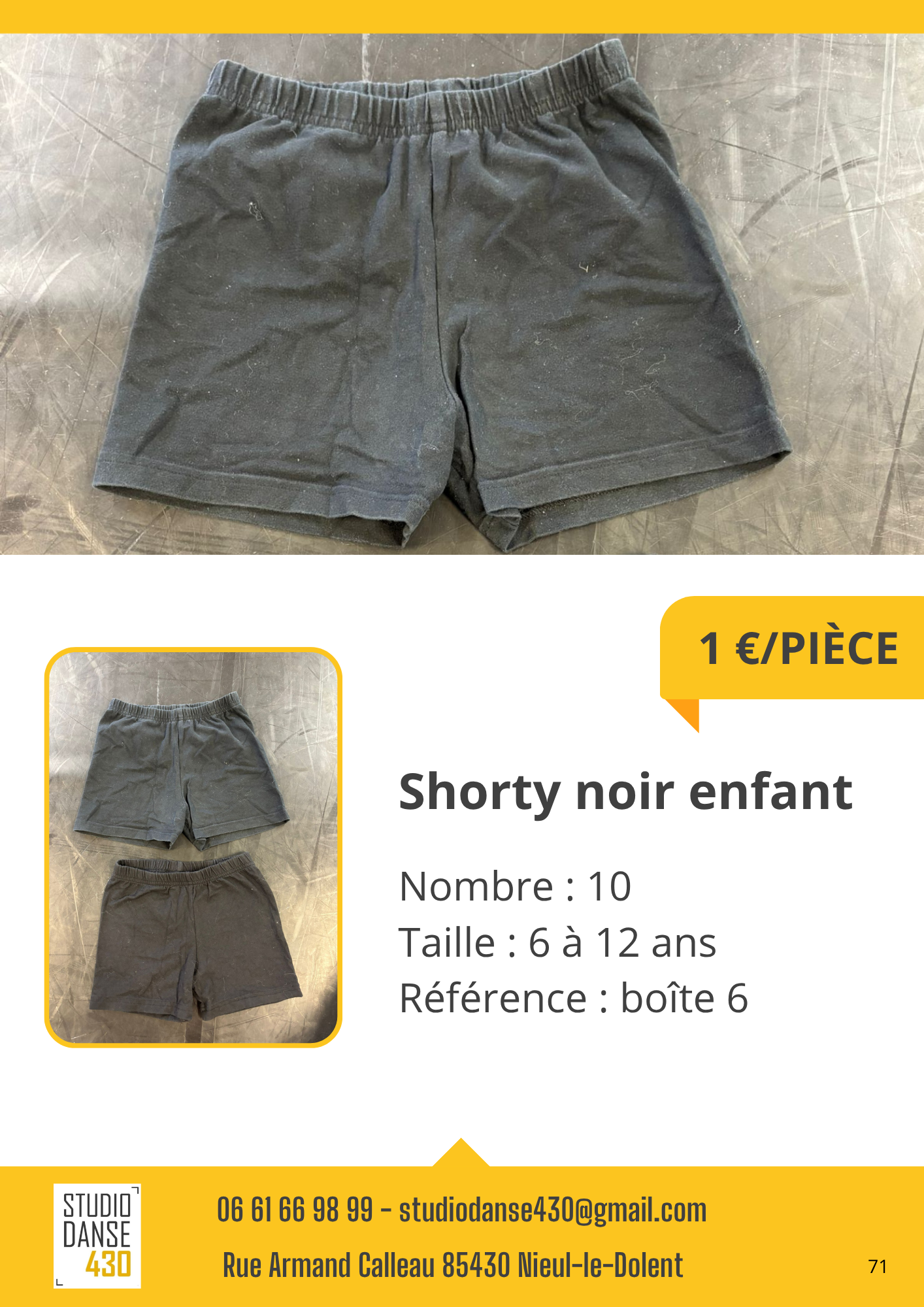 PIÈCE Shorty noir enfant