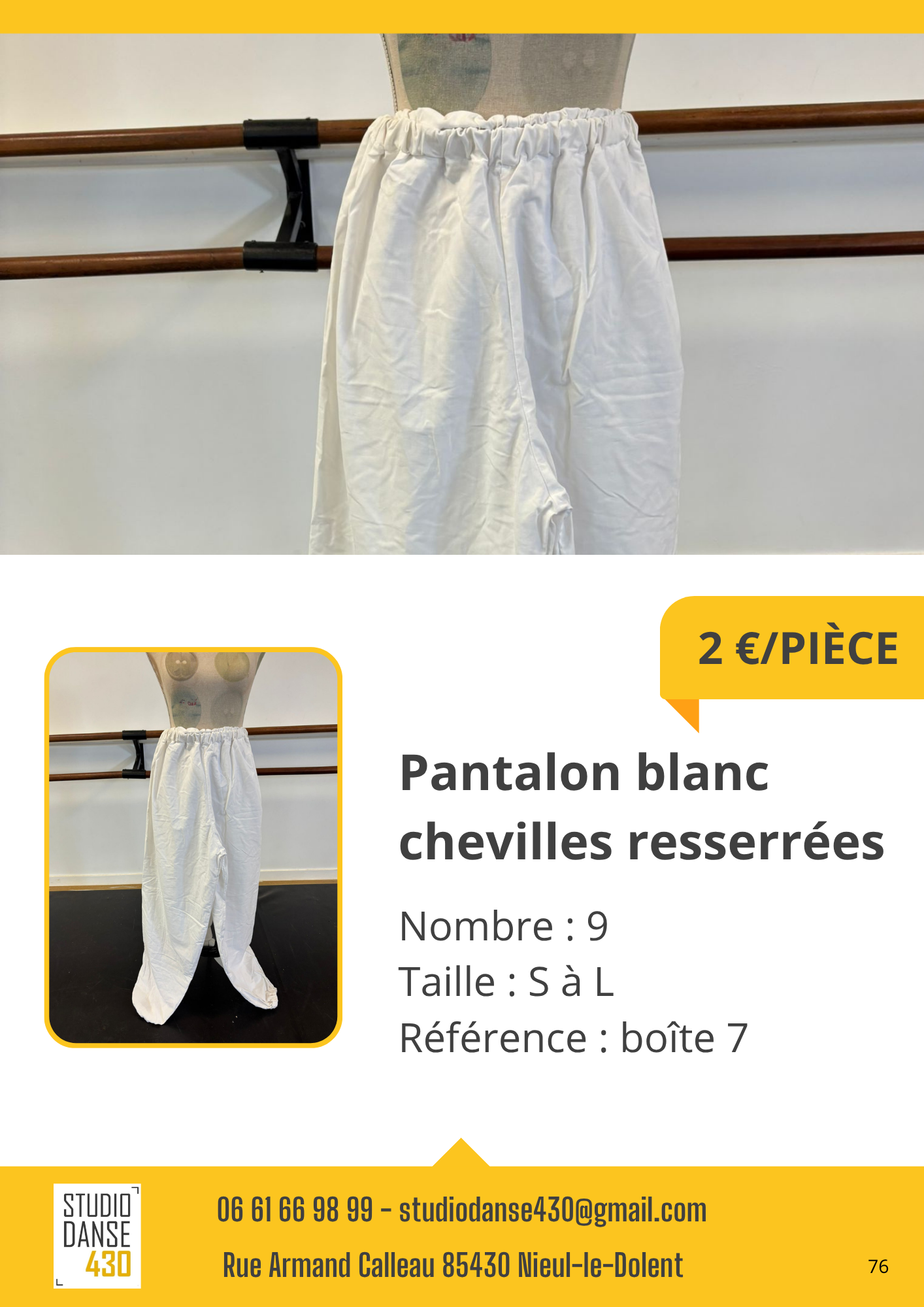 Pantalon blanc chevilles resserrées